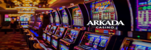 Игровые автоматы в Arkada Casino с яркими огнями и выигрышными комбинациями